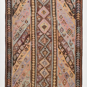5x9 Area Rug, 5x9 BOHEMIAN VINTAGE KILIM Rug, 5x9 Turkish Kilim Rug, 5x9, Earth & Brown Kilim Rug, Geometric Tribal Kilim, Area Rug 5x9, 61s