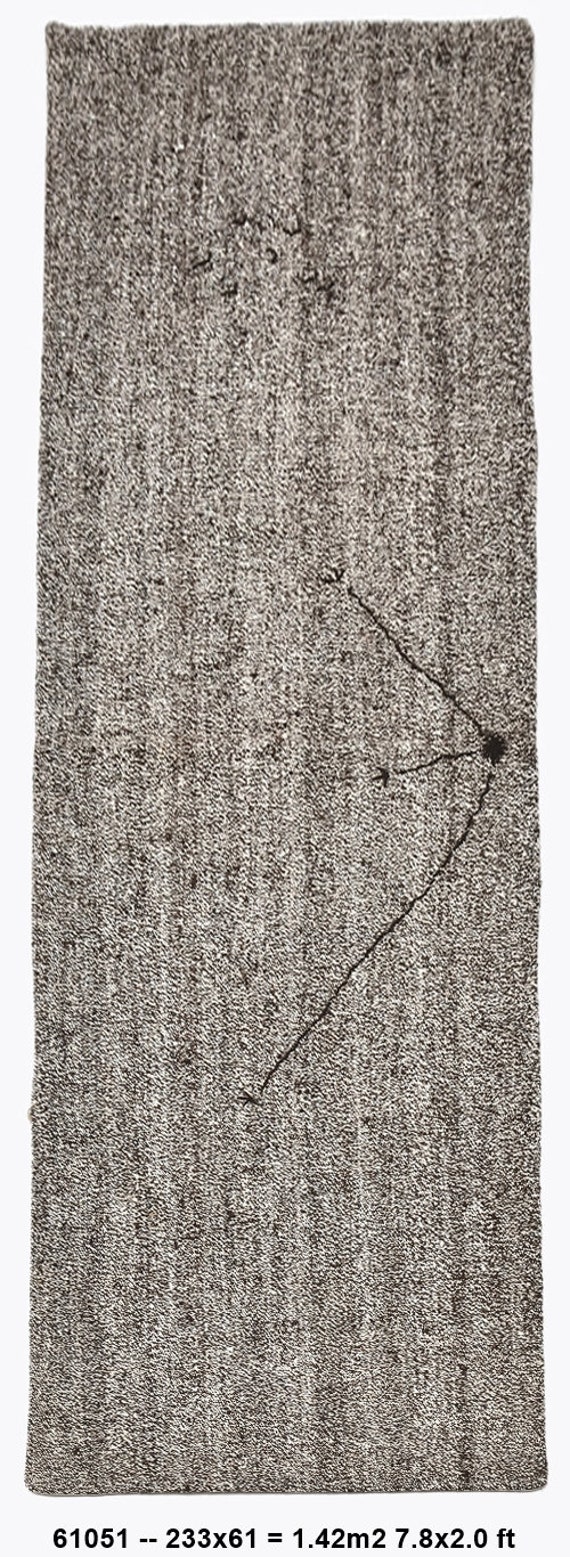 2x8 Vintage Runner Rug, Brown Tones Color, Solid Style Rug, Minimalist Home Decor, 2x8 Turkish Runner Rug, Handmade Wool Rug, 2x8 Runner Rug