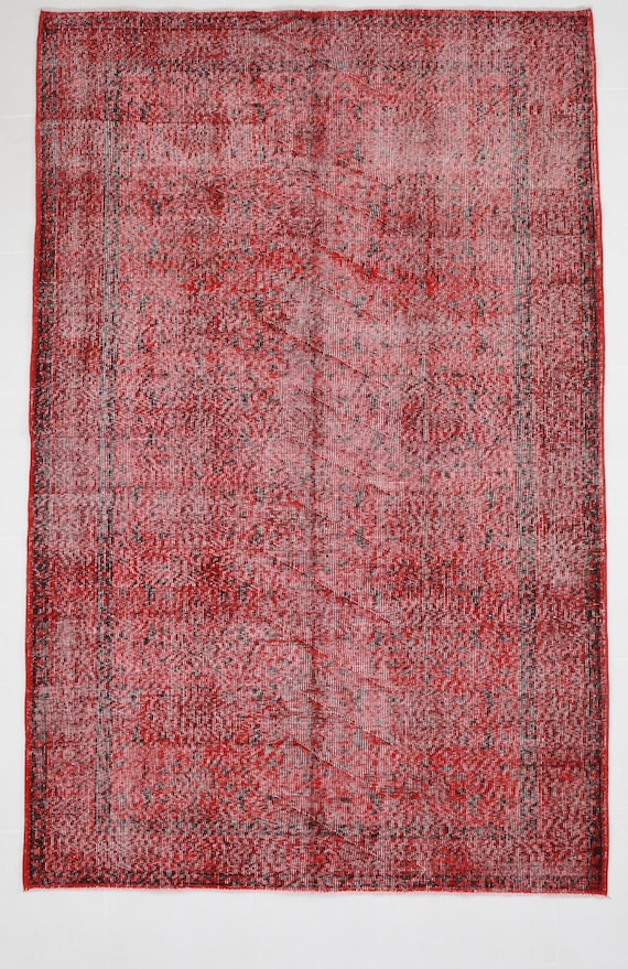 5x8 Area Rug, 5x8 Light Red Vintage, 5x8 TURKEY CLASSIC VINTAGE Rug, 5x8, Vintage Rug 5x8, Oushak Handmade Vintage, Shades Of Light Red, 57s