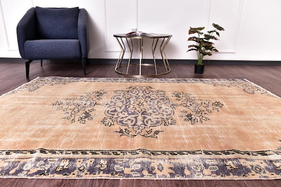 5x8 VİNTAGE AREA RUG, Brown Purple Color, 5x8 Handmade Wool Rug, 5x8 Vintage Rug, Medallion Rug, 5x8 Rug, Living Room Bedroom Rug Rustic Rug