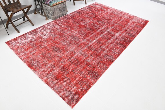 6x10 Area Rug, Turkish Rug, 6x10 Rug, Vintage Rug, Distressed Rug, Oushak Rug, Red Area Rug, Turkey Rug, Shabby Chic Decor, Bohemian,5.9x9.9