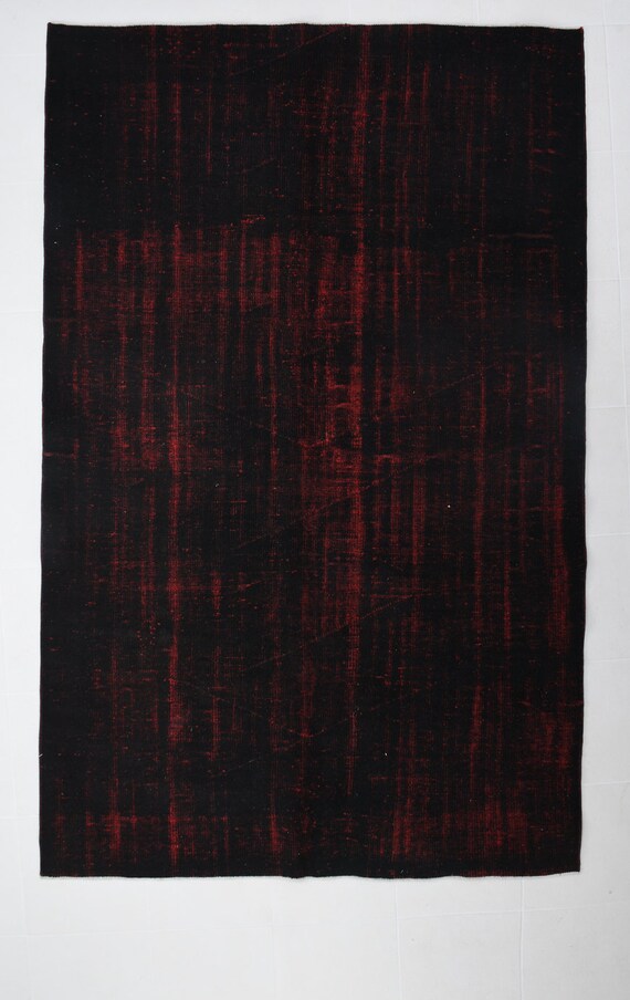 5x9 VINTAGE RUG, 5x9 Area Rug, 5x9 Turkish Rug, Hadmade Wool Rug, 5x9 Oushak Rug, Red Black Rug, Camouflage Rug, 5x9 Persian Rug,Shabby Chic