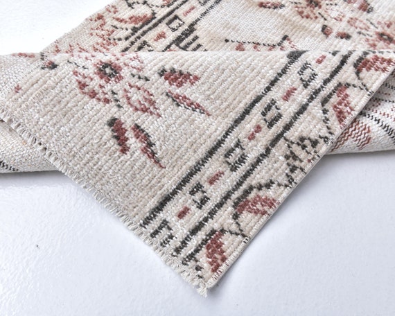 2x5 Vintage Runner, 2x5 Beige Brown Vintage Runner Rug, 2x5 Rug, Short Hand-Knotted Rug, 2x5 Runner Rug, 2x5 Turkish Runner, Laundry Runner