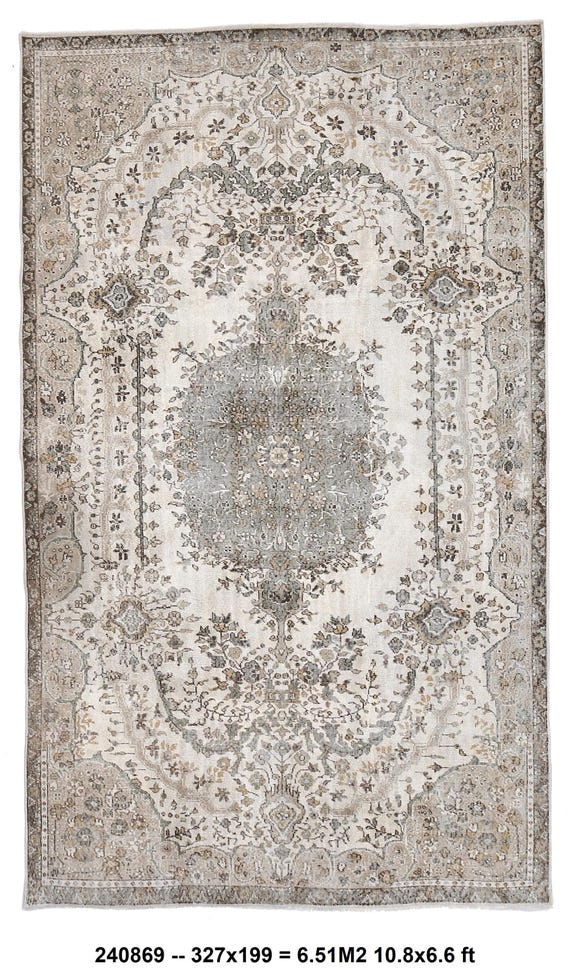 6x11 distressed TURKISH VINATGE RUG, 6x11 Beige Brown Vintage Rug, Oversize Vintage Rugs, Large Area Rug, 6x11 Rustic Home Decor rug