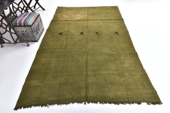 5x9 Rug, 5x9 Hemp Rug, 5x9 Green Black Hemp Rug, 5x9 Area Rug, Aesthetic Handmade Hemp Rug, 5x9 Vintage Rug, Rugs For Living Room Bedroom
