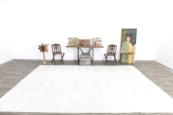 10x13 Turkish Vintage Hemp Rug, Oversize & Oversized Hemp Rug, Extra Large Area Rug, 10x13 Rug, Soft Handwoven Hemp, 10x13 Hemp rug, 60s
