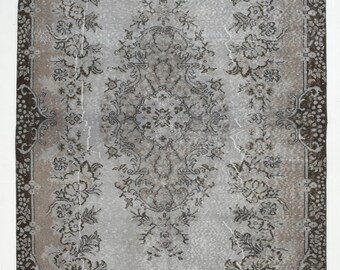 5x9, Rustic Vintage Rug, 5x9 Area Rug, Handmade Wool Oushak Rug, Gray Vintage Rug, 5x9 Turkish Rug, Modern Antique Rug