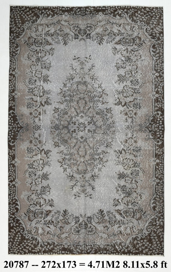 5x9, 5x9, PASTE TURKİSH VİNTAGE Rug, Vintage Rug, 5x9 Area Rug, Handmade Wool Oushak Rug, Gray Vintage Rug, 5x9 Turkish Rug, Modern Antique