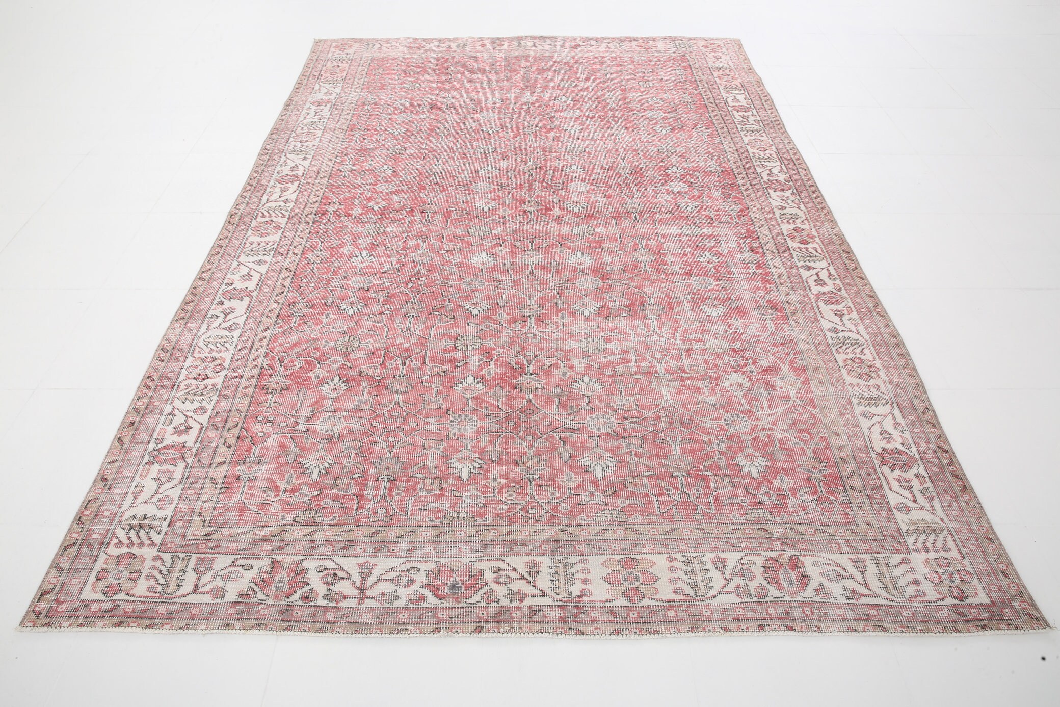 8x10 PERSIAN Vintage Rug Faded Pink Beige Red Area Rug Large Etsy