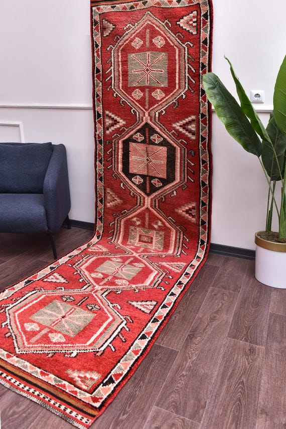 3x12 Vintage Faded Turkish Runner Rug, Handmade Wool, Farmhouse Decor, Rug For Hallway Kithcen Rug