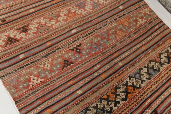 5x9 Area Rug, 5x9 Kilim Rug, 5x9 ORIENTAL & TRIBAL KILIM Rug, 5x9, Vintage Kilim Rug, Oushak Handmade Rug, Rugs 5x9, Red Blue Kilim, Antique