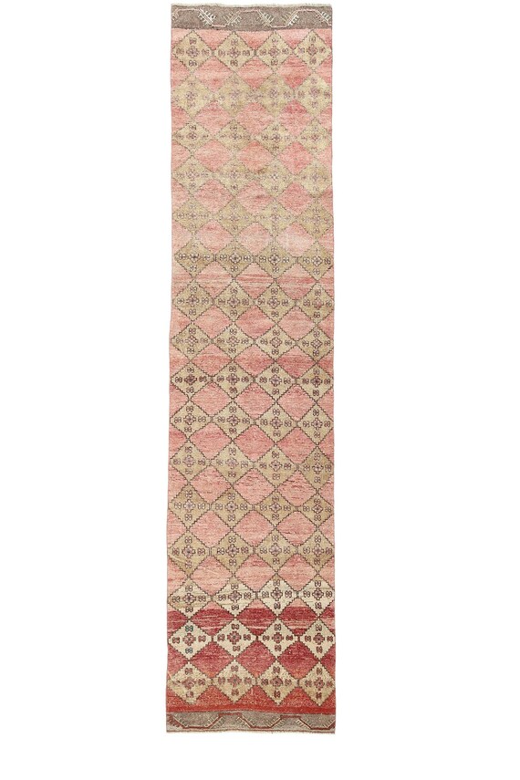 3x12 TURKISH VINTAGE OUSHAK Runner Rug 3x12 3x12 Oushak Runner Handmade Oushak Rug Runner Rug 3x12 Red Brown Carpet Long Wide Entrway Carpet