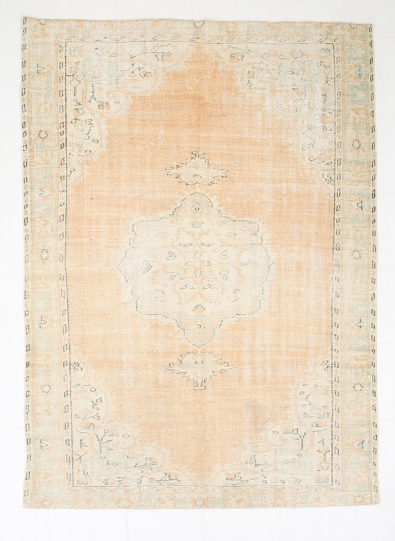 6x8 Area Rug, 6x8 ORIENTAL TURKISH VINTAGE Rug, 6x8, Faded Vintage Rug, Shades Of Tan Beige, 6x8 Rugs, Vintage Rug 6x8, Rug For Living Room