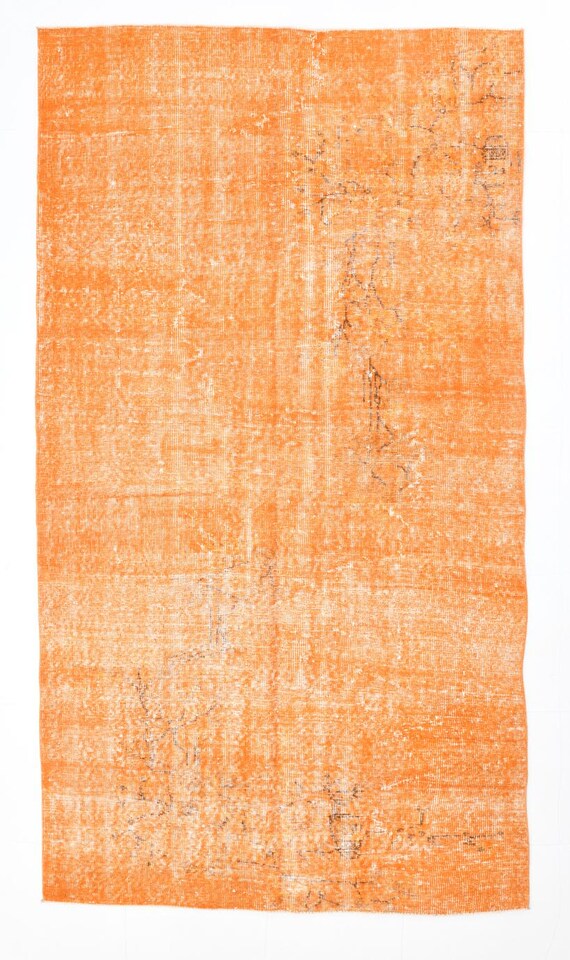 4x8 Distressed Vintage Rug, Orange Color Rug, Handmade Turkish Pastel Color Rug, 4x8 Turkish Rug, Authentic Turkish Rug, 4x8 Wool Rug