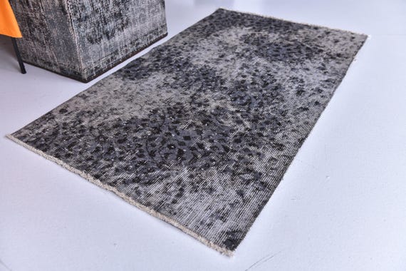 2x4 Vintage Small Rug, Neutral Rug, Vintage Accent Rug 2x4, Doormat Rug , Handmade Wool Rug, 2x4 Area Rug, Navy Blue Gray Color Rug