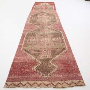 3x14 Runner Rug, 3x14 LONG VINTAGE RUNNER Rug, 3x14, Vintage Runner, Handmade Oushak Rug, Faded Orange&Brown, 3x14 Vintage Runner,3.1x13.9Ft