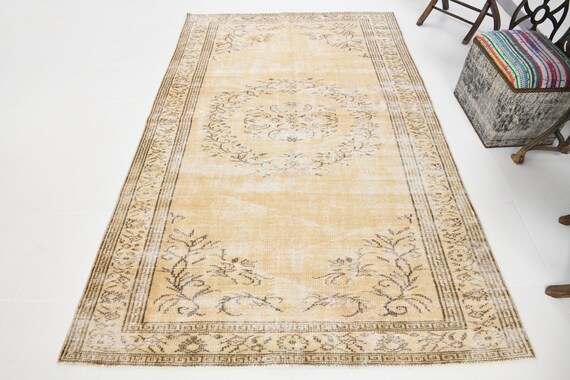 Turkish Vintage Wool Rug 5x8, Turkish Vintage Rug 5x8, Turkish Rug 5x8, Living Room and Offfice, Turkey Rug, Neutral Color, Vintage Rug, 5x8