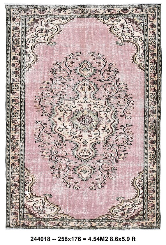 6x8 Area Rug, 6x8 Pink & Green Color Rug, 6x8 Medallion Rug, Handmade Wool Rug, 6x8 Rug, Rug For Unique Living Room Rug, Floral Rug 6x8