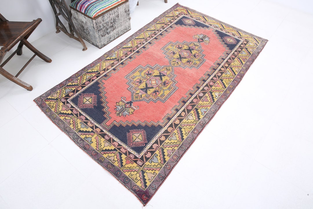 4x7 Pink Turkish Vintage Rug, 4x7 Turkish Vintage Rug, Turkey Rug, 4x7
