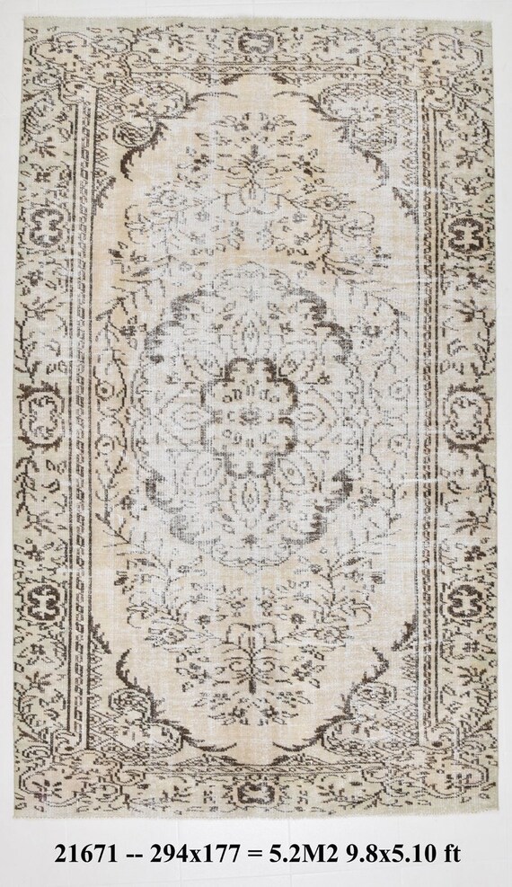 6x10 Area Rug,6x10 Soft Turkish Vintage Rug,Vintage Rug,6x10 Rugs,Handmade Turkey Rug,Beige & Brown Vintage Rug,Classic Style Rug,Antique