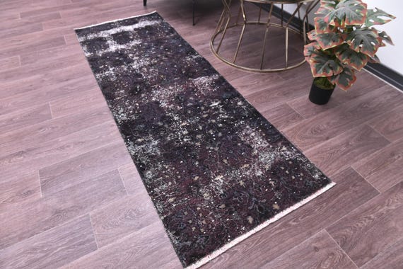 2x7 Vintage Overdyed Runner Rug, 2x7 Turkish Hallway Rug, Hallway Kithcen Runner Rug, 2x7 Handmade Wool Rug, Farmhouse Style Rug Traditional