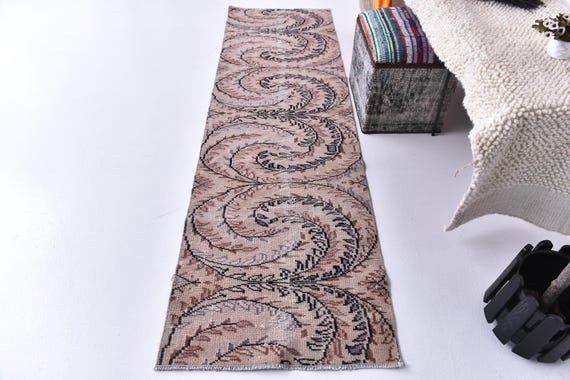 2x8 Vintage Paisley Runner Rug, 2x8 Handwoven Runner Rug, Beige Rose Rug, Hallway Kitchen Traditional Home Decor 2x8 Runner Rug 2x8 Area Rug