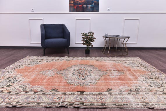 6x9 Vintage Medallion Rug, Terracotta Purple Color, 6x9 Area Rug, Farmhouse Decor, Medallion Design Rug, 6x9 Rug, Living Room Bedroom Rug