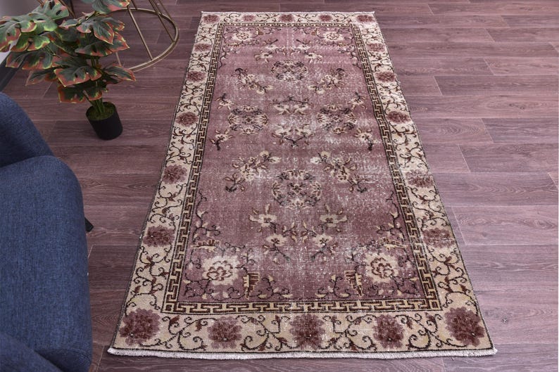 4x7 Vintage Purple Rug, Purple Cream Color, 4x7 Floral Area Rug ...