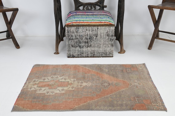 2x3 Turkish Vintage Door Mat Rug, 2x3 Vintage Door Mat Rug, 2x3 Door Mat Rug, 2x3 Vintage Mini Rug, Small Size Rug, Door Mat Rug,Carpet,6844