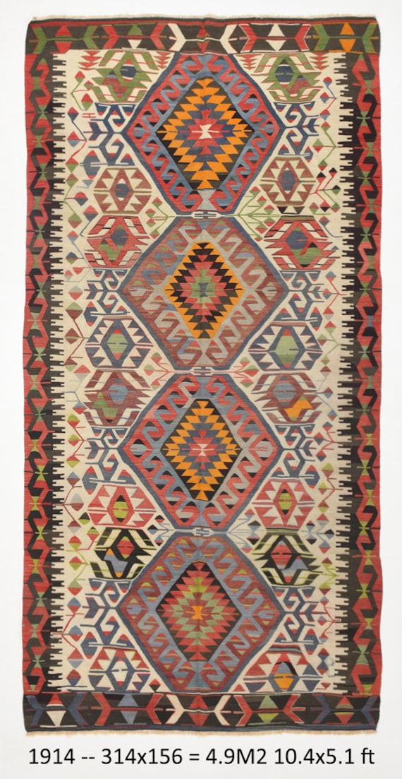 5x10 Turkish Kilim Rug, Blue and Beige Kilim Rug, 5x10 Area Rug, Farmhouse Rug, Geometric Kilim Rug, 5x10 Turkish Rug, Wool Area Rug, Rugs