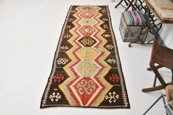 3x9 Runner Rug, Kilim Rug Runner, 3x9 VINTAGE KILIM RUNNER Rug, 3x9 Kilim Runner, Wool Handmade Oushak Kilim, 3x9 Rugs, Vintage Runner, 60s