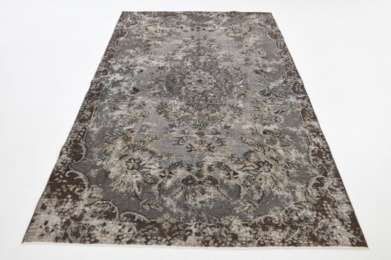 5x9 TURKISH VINTAGE WOOL Rug, Turkish Rug, 5x9 Area Rug, Handmade Oushak Rug, 5x9 Rug, Distressed Antique Decor, Farmhouse Floral Rug, Rugs