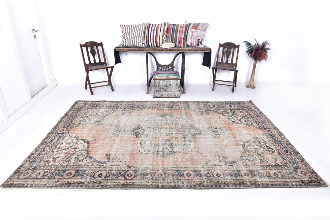 6x10 Soft Pastel Turkish Vintage Rug, 6x10 Vintage Rug Large Area Rug ...