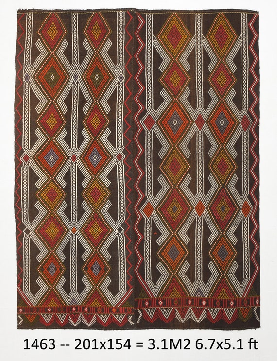 5x6 Area Rugs, 5x6 GEOMETRİC KİLİM RUG, Oushak Kilim Rug, 5x6 Area Rug, Oushak Handmade Rug, Brown And Red Kilim, Turkey Rug, Shabby Chic