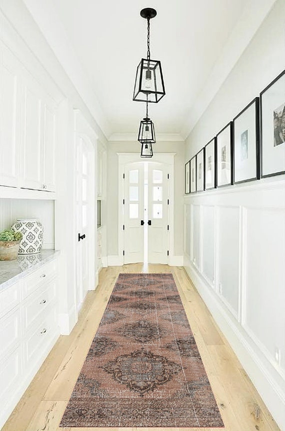 3x12 Runner Rug, 3x12 Vintage Runner, 3x12 Persian Vintage Runner Rug, 3x12, Long Handmade Oushak, 3x12 Rug, Brown Bronze Vintage, Rugged