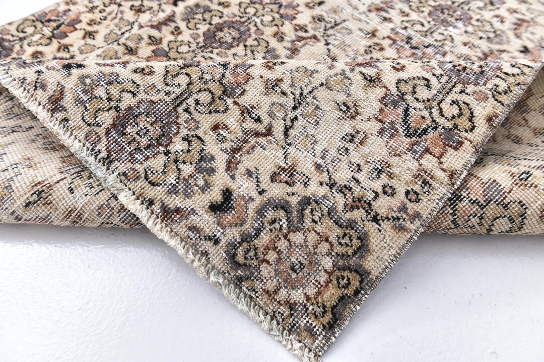 4x7 Vintage Pastel Accent Rug, 4x7 Distressed Floral Persian Style Rug ...