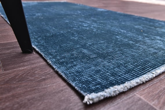 2x4 Vintage Blue Small Rug, Neutral Rug, Vintage Accent Rug 2x4, Doormat Rug , Handmade Wool Rug, 2x4 Area Rug, Teal Blue Color Rug