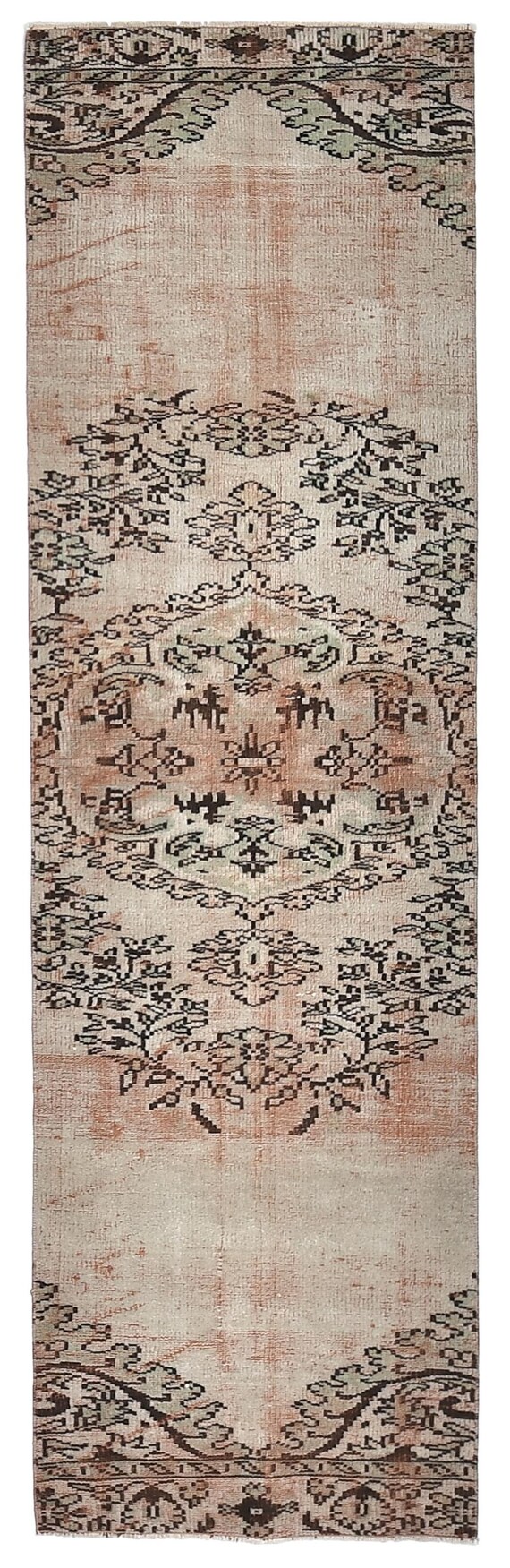 2x9 Green Beige Vintage Runner Rug, 2x9 Vintage Runner, 2x9 Rug, Bohemien Runner Rug, 2x9 Runner Rug For Kitchen, 2x9 Turkish Runner