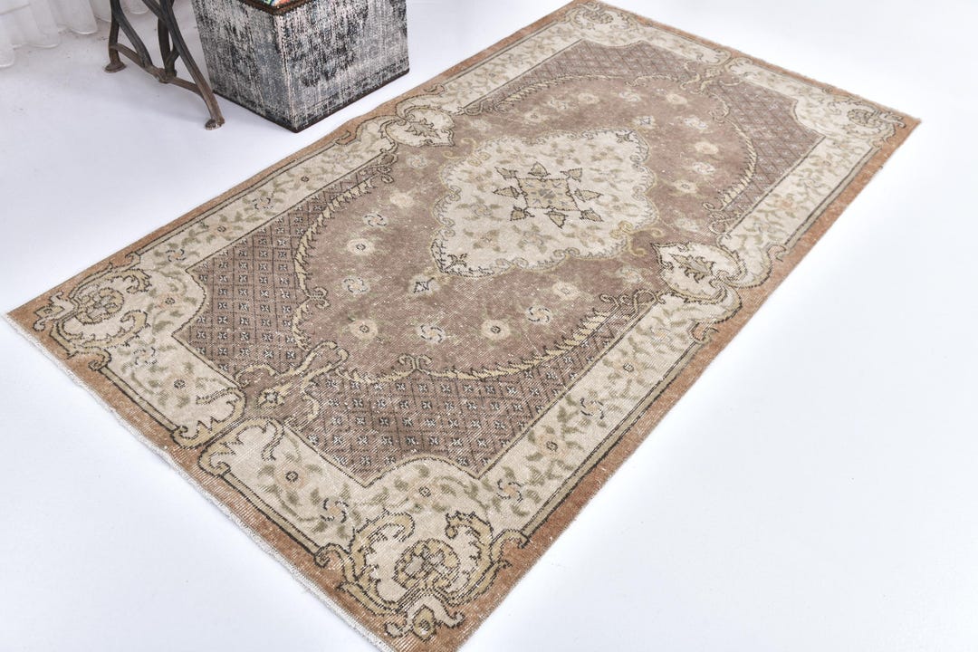 4x7 Vintage Accent Rug, Terracotta Cream Color, 4x7 Distressed ...