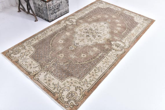 4x7 Vintage Accent Rug, Terracotta Cream Color, 4x7 Distressed Medallion Persian Style Rug, Living Room Bedroom Decor, 4x7 Farmhouse Rug