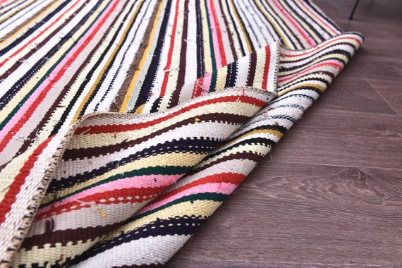 4x6 Vintage Turkish Striped Kilim Rug, Handmade Accent Rug, 4x6 Living Room Bedroom Rug, Traditional Weave, 4x6 Farmhouse Decor, 4x6 Rugs