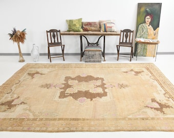 Fine Quality wool rug Living room rug Turkish tribal rug Free Shipping Bedroom rug Pastel green Turkish Oushak 8x11 Area rug