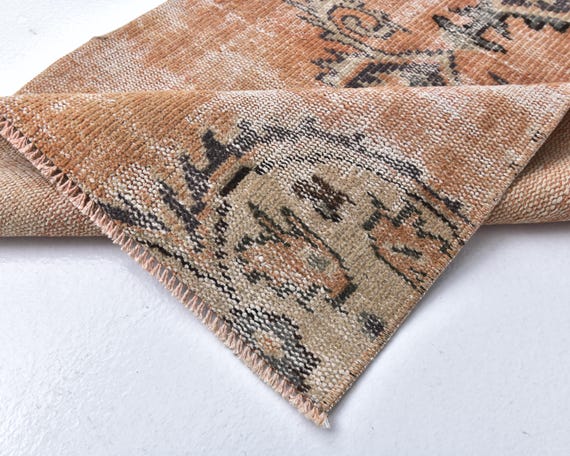 2x8 Orange Brown Vintage Runner, 2x8 Vintage Runner Rug, 2x8 Rug, Short Handmade Wool Rug, 2x8 Runner Rug, Turkish Runner 2x8, Home Living