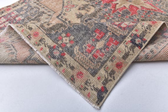 4x7 Area Rug, 4x7 Oreintal Vintage, 4x7 Turkish Vintage Rug, 4x7, Aesthetic Handmade Rug, 4x7 Rugs, Cream Red Vintage, 4x7 Turkish Rug, 57s