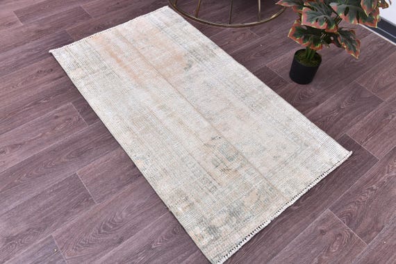 2x4 Vintage Small Rug, Neutral Rug, Vintage Accent Rug 2x4, Doormat Rug , Handmade Wool Rug, 2x4 Area Rug, Cream Color Rug