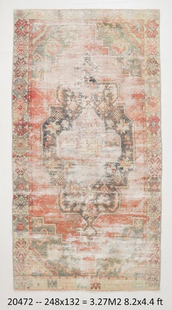 4x8 Muted Turkish Oushak Rug,4x8 Turkish Oushak Rug,4x8 Oushak Rug,4x8 Rug, Pastel Rug, Handmade Rug, Anatolian Rug, 4x8 Turkish Rug