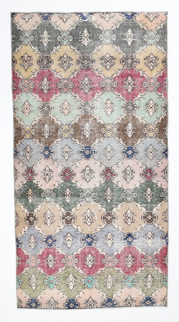 3x7 Vintage Persian Area Rug, Persian Rug, 3x7 Area Rug, Heriz Rug, Handmade Vintage Rug, Neutral Rug, Small Size Rug, 3x7 Persian Rug, Rugs