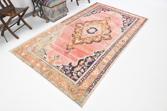 5x10 PASTEL VINTAGE RUG, Hand-Made Wool Turkish Rug, 5x10 Vintage Rug, 5x10 Area Rug, Geometric Area Rug,Vintage Carpet Rug,Antique,5x8.11