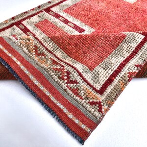 3x12 Turkish Runner, 3x12 Red Beige Turkish Runner Rug, 3x12 Rugs, Wool Handmade Turkey, 3x12 Runner Rug, Carpet Runner Rug, Hallway Runner