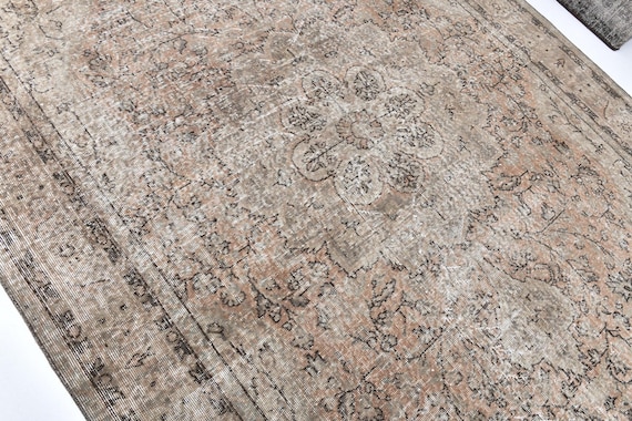 6x9 Salmon Beige Vintage Rug, 6x9 Turkish Rug, 6x9 Rug, Wool Handmade Rug, 6x9 Area Rug, 6x9 Vintage Rug, Living Room Rug, Bedroom Rug, 57's